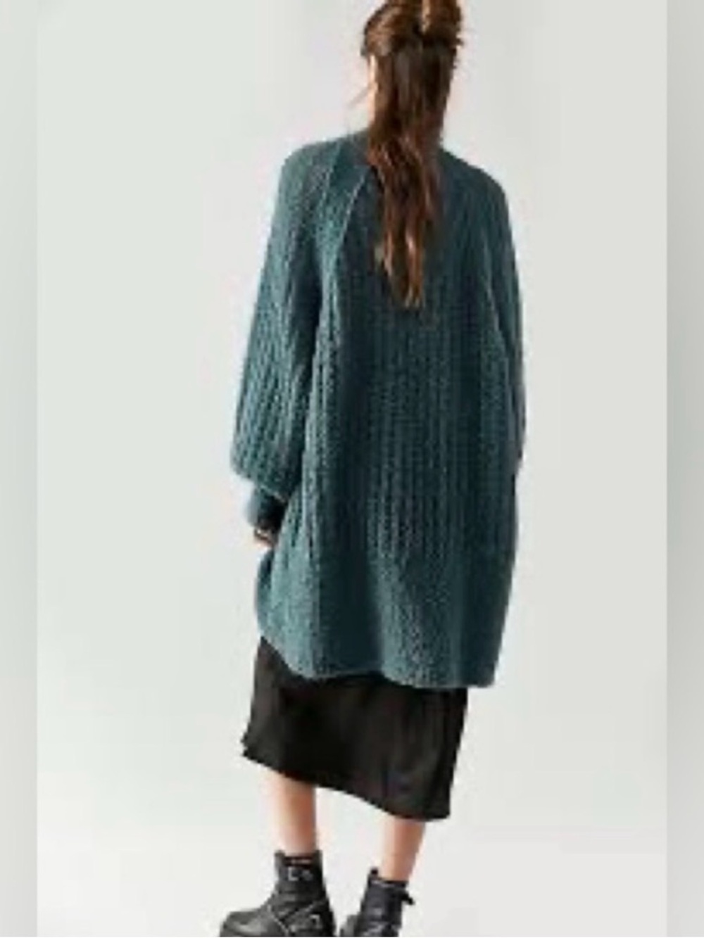 Free People Teal Open-Front Chunky Cardigan - Picture 3 of 9